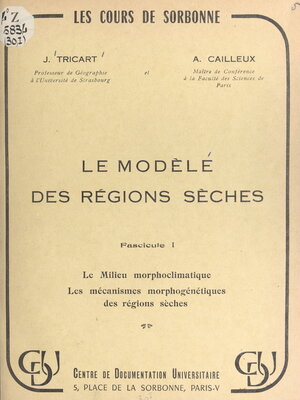 cover image of Le modelé des régions sèches, 1